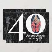 Invitation Photo Big 40 Black Marble fête d'anniversaire (Devant / Derrière)