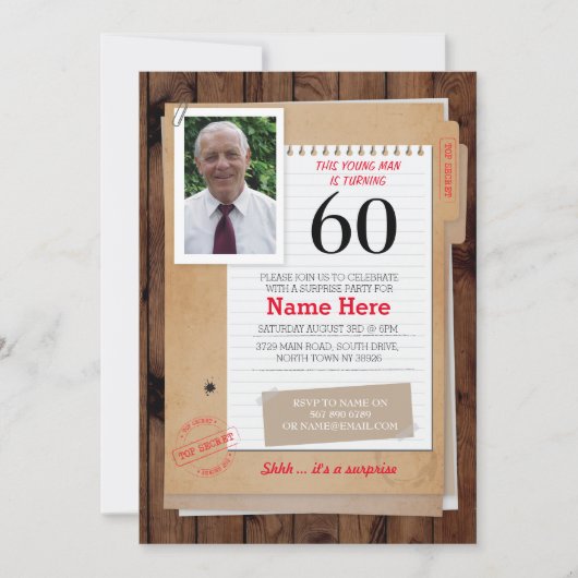 Invitation Photo Birthday Detret Top Secret N'importe quel In (Devant)