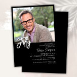 Invitation Photo Black 50th Birthday<br><div class="desc">Photo minimaliste noir cinquante anniversaire invitation pour une fête d'anniversaire amusante. L'âge peut être changé. Cette invitation est simple et élégante, adulte jalon d'anniversaire invitation pour les hommes et les femmes. La couleur noire de l'arrière - plan peut être changée en n'importe quelle couleur de votre choix à l'aide de...</div>