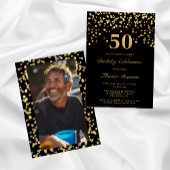 Invitation Photo Black And Gold Cinquante-Anniversaire