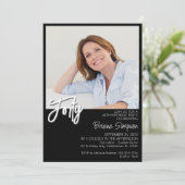 Invitation Photo Black and White 40th Birthday (Debout devant)