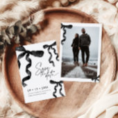 Invitation Photo Black Bow Enregistrer La Date