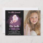 Invitation Photo Black Copper Tail Mermaid Anniversaire (Devant)
