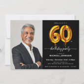 Invitation Photo Black Gold 60e anniversaire (Devant)