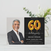 Invitation Photo Black Gold 60e anniversaire (Debout devant)