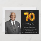 Invitation Photo Black Gold 70e anniversaire (Devant)