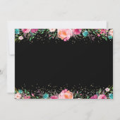 Invitation Photo Black Gold Floral Surprise Retraite Party (Dos)
