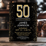 Invitation Photo Black moderne 50th Birthday<br><div class="desc">Cette fabuleuse invitation de 50e anniversaire pour hommes noirs et or, portant le numéro 50 en or avec des polices modernes et des côtés parties scintillant or sur le devant et une photo fabuleuse sur le dos serait parfaite pour demander aux gens de se joindre à vous pour célébrer l'homme...</div>
