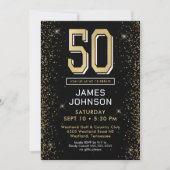Invitation Photo Black moderne 50th Birthday (Devant)