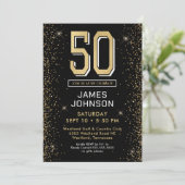 Invitation Photo Black moderne 50th Birthday (Debout devant)