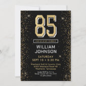 Invitation Photo Black moderne 85e anniversaire (Devant)