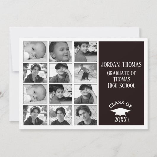 Invitation photo Black Multi Photo Grad 7" x 5" (Devant)