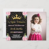 Invitation Photo Black Parties scintillant Couronne Princesse (Devant)