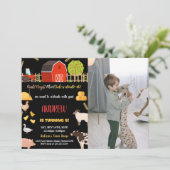 Invitation Photo Black Red Green Farm Animaux Anniversaire (Debout devant)