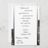 Invitation photo Black Ribbon Heart Mariage damass (Dos)