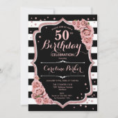 Invitation Photo Black Rose Gold 50e anniversaire (Devant)