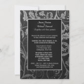 Invitation photo Black & Silver Damask (Dos)
