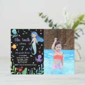 Invitation Photo Black Under the sea Sirène Anniversaire (Debout devant)