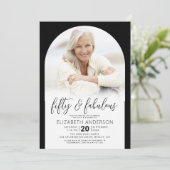 Invitation Photo Black White 50 Fabulous Birthday Arch Bold (Debout devant)