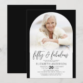 Invitation Photo Black White 50 Fabulous Birthday Arch Bold (Devant / Derrière)