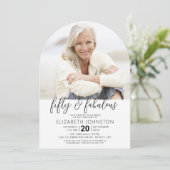 Invitation Photo Black White 50 Fabulous Birthday Arch Modern (Debout devant)