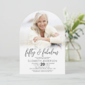 Invitation Photo Black White 50 Fabulous Birthday Arch Shape (Debout devant)