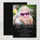 Invitation Photo Black White 50 Fabulous Birthday Modern Bold (Devant / Derrière)