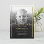 Invitation Photo Black White Celebration of Life Funeral (Debout devant)