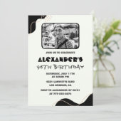 Invitation Photo Black White Men 96e anniversaire (Debout devant)