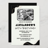 Invitation Photo Black White Men 96e anniversaire (Devant / Derrière)