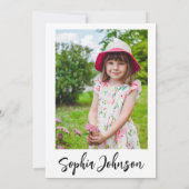 Invitation Photo Black & White Modern Girl 5e anniversaire de (Dos)