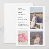 Invitation Photo blanche moderne Collage Baby shower fille (Devant / Derrière)