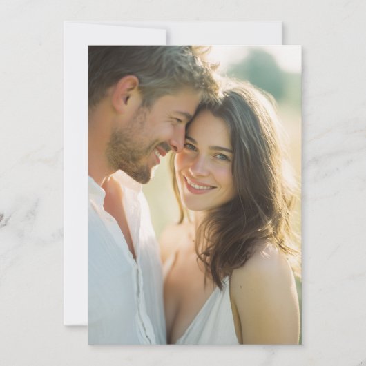 Invitation Photo blanche romantique (Devant)