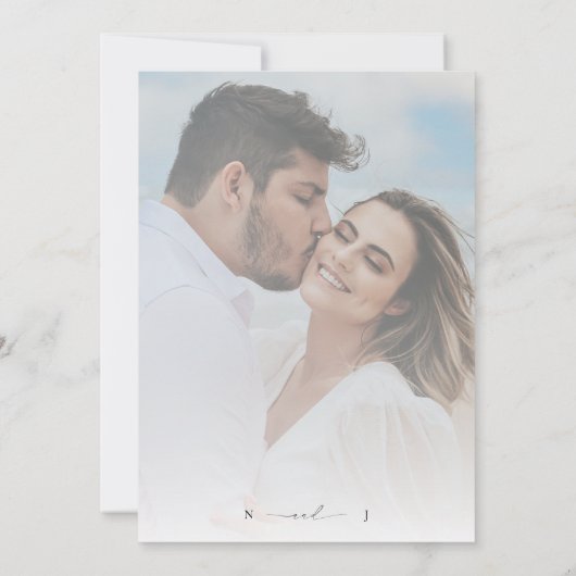 Invitation Photo blanche superposition 2 images ombrées Maria (Dos)