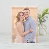 Invitation Photo Bleu Beige Romantique (Debout devant)