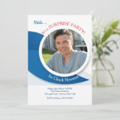 Invitation photo bleu moderne (Debout devant)