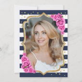 Invitation Photo bleu rose marine 50e anniversaire (Dos)