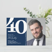 Invitation Photo bleue de la Marine 40e fête d'anniversaire (Debout devant)