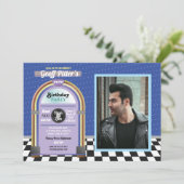 Invitation Photo bleue de musique des années 1950 de (Debout devant)