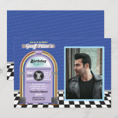 Invitation Photo bleue de musique des années 1950 de (Devant / Derrière)