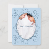 Invitation Photo Bleue Pois Antique Baby Boy Douche (Devant)