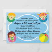 Invitation Photo Blond Fille Piscine Fête Naissance (Dos)