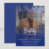 Invitation Photo Blue Anniversaire Dîner 83e anniversaire (Devant / Derrière)