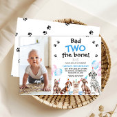 Invitation Photo Blue Bad Two The Bone Dogs 2e anniversaire