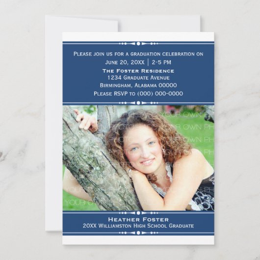 Invitation photo Blue Chic (Devant)