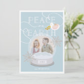 Invitation Photo Blue Christmas Card du Globe de neige (Debout devant)