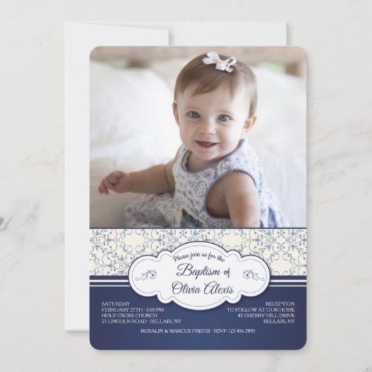 Invitation photo Blue Elegance (Devant)