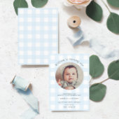 Invitation Photo Blue En vichy Anniversaire