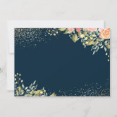 Invitation Photo Blue Gold Floral Surprise Retraite Party (Dos)