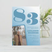 Invitation Photo Blue Gradient 83e anniversaire (Debout devant)